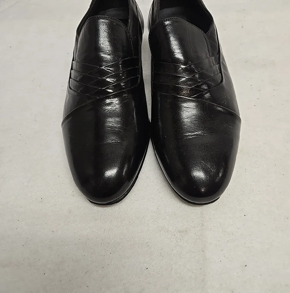 Hydepark Men's Black Leather Slip-On Dress Shoes 9.5 - Picture 2 of 10